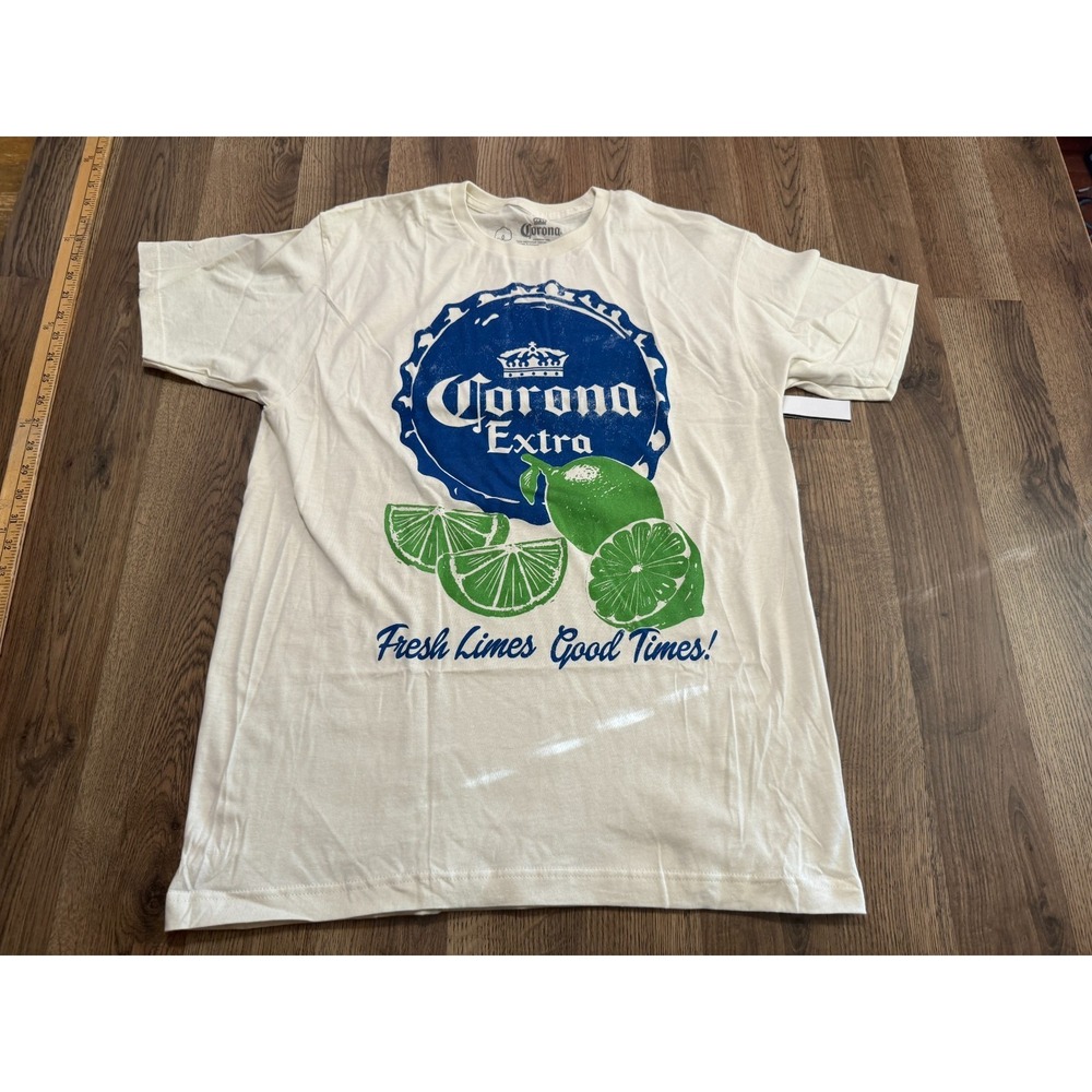 Corona Shirt Men's Large White Blue Green Corona Extra Fresh Limes Good Times!
